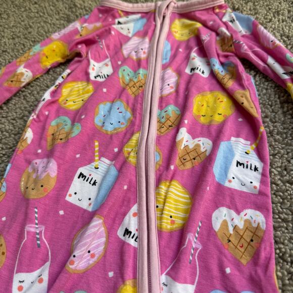 Little Sleepies Cookie and Milk Pink Zippered Footie Size 6-12 months - Picture 2 of 5